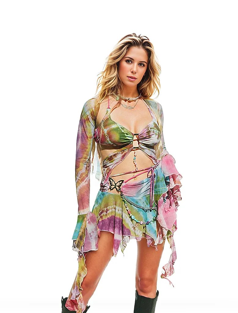 High Waist Lace-Up Tassel Set - Bare Midriff Three-PieceTassel Set - Bare Midriff