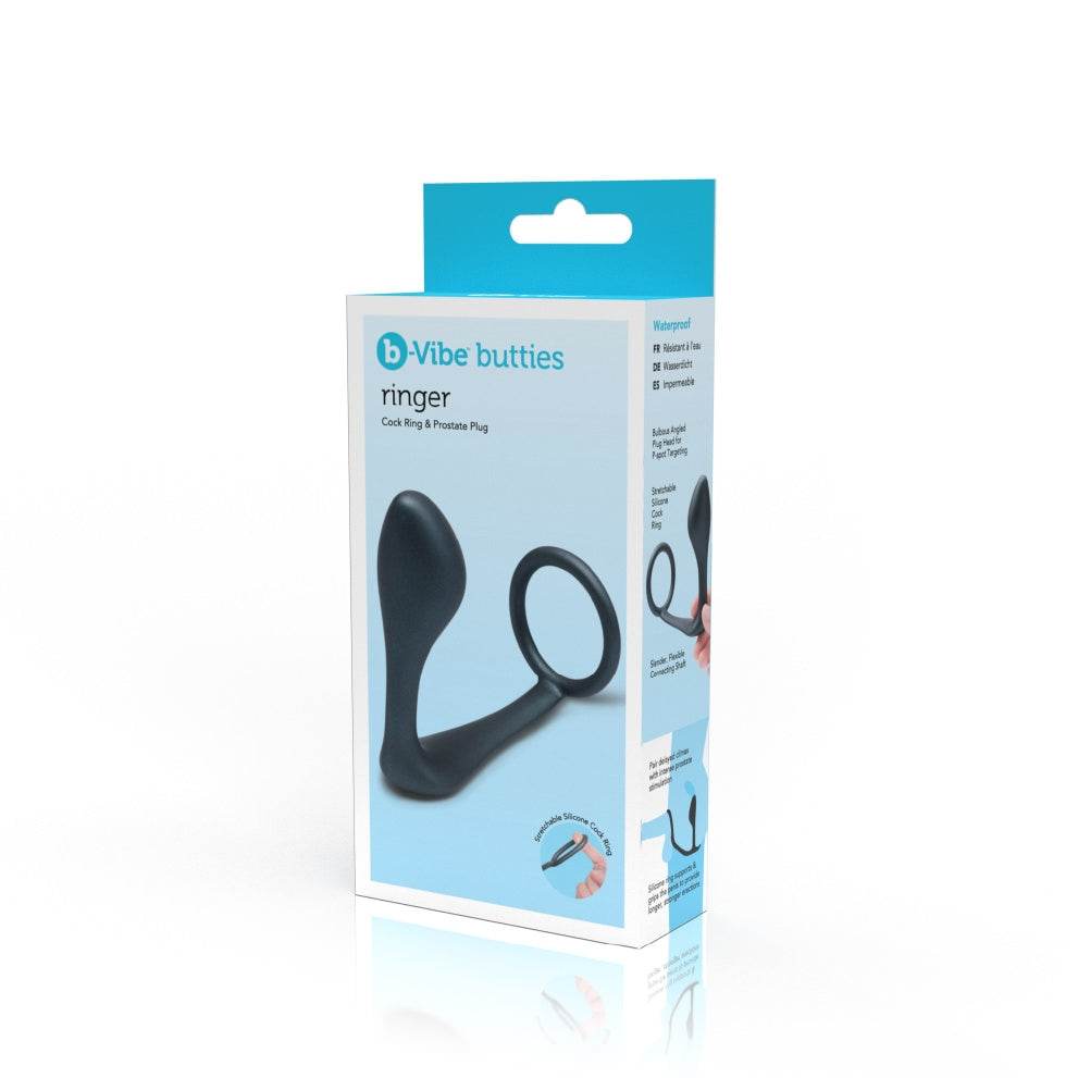 b-Vibe RINGER COCK RING & PLUG Silicone Cock Ring and Prostate Plug