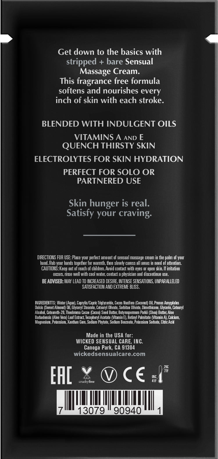 Wicked Stripped + Bare Massage CreamWicked Stripped + Bare Massage Cream