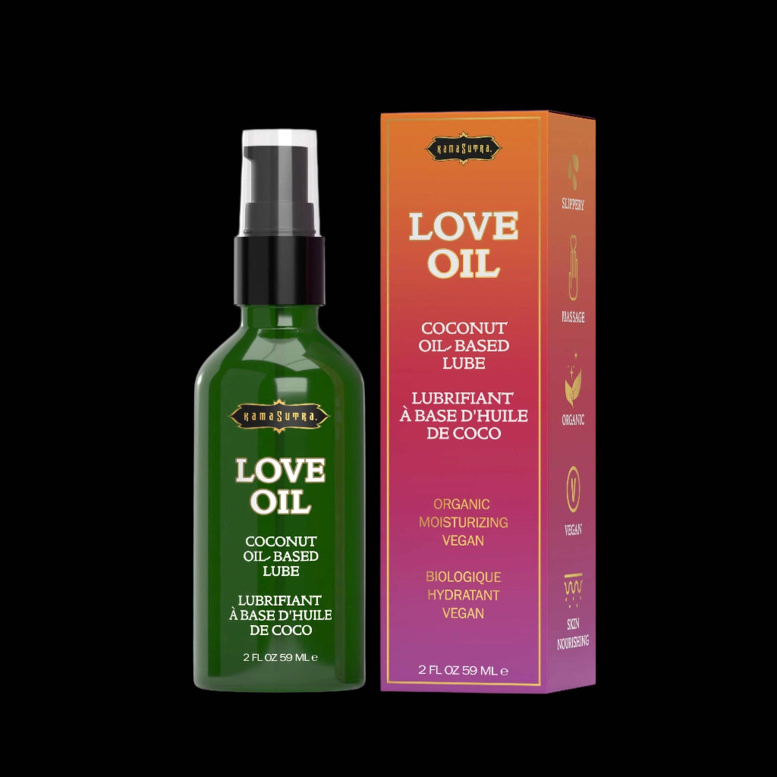 Kama Sutra Love Oil Coconut Oil Based 2 fl oz/59 ml Lube &amp; Body Glide 