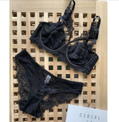 Ultra-Thin Sexy Lingerie Set - Lace Embroidery Hollow BraUltra-Thin Sexy Lingerie Set - Lace Embroidery Hollow Bra