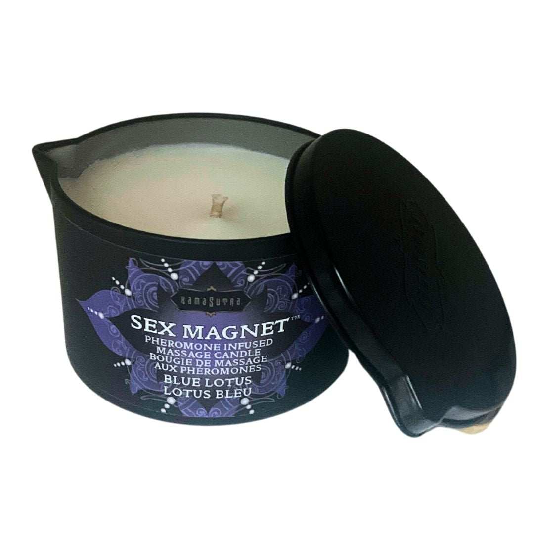 Kama Sutra Sex Magnet Massage Candle Blue Lotus (with pour spout) 6 oz
