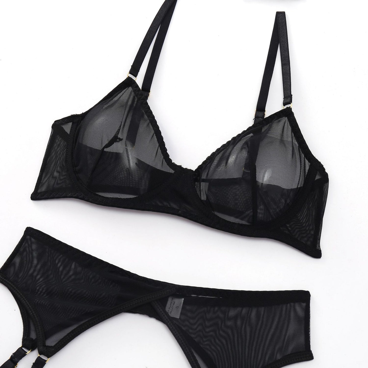 Three-Piece Sexy Lingerie Set with Garter Belt-Piece Sexy Lingerie Set