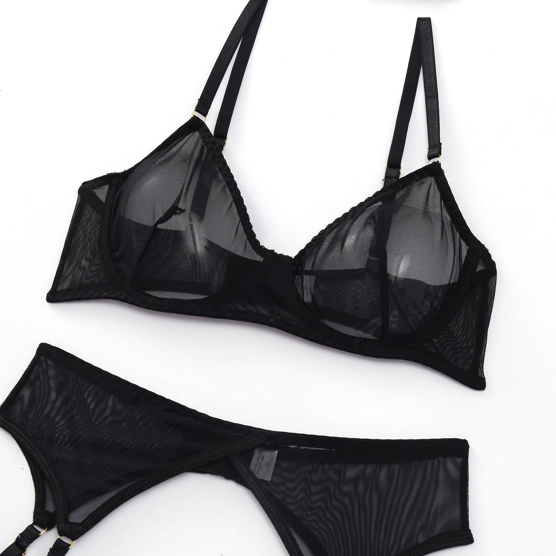 Three-Piece Sexy Lingerie Set with Garter Belt-Piece Sexy Lingerie Set