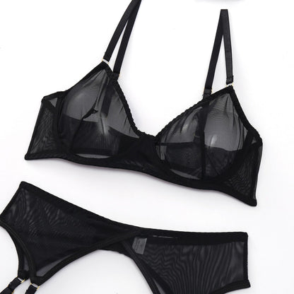 Three-Piece Sexy Lingerie Set with Garter Belt-Piece Sexy Lingerie Set