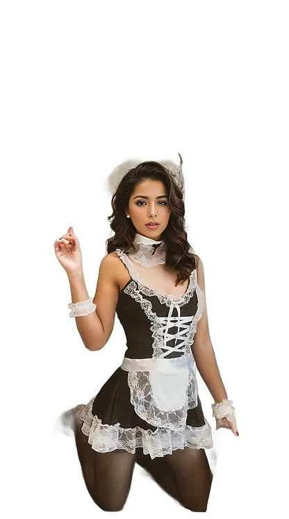 Cute Beauty Black and White Cross Maid Uniform Sexy LingerieWhite Cross Maid Uniform Sexy Lingerie