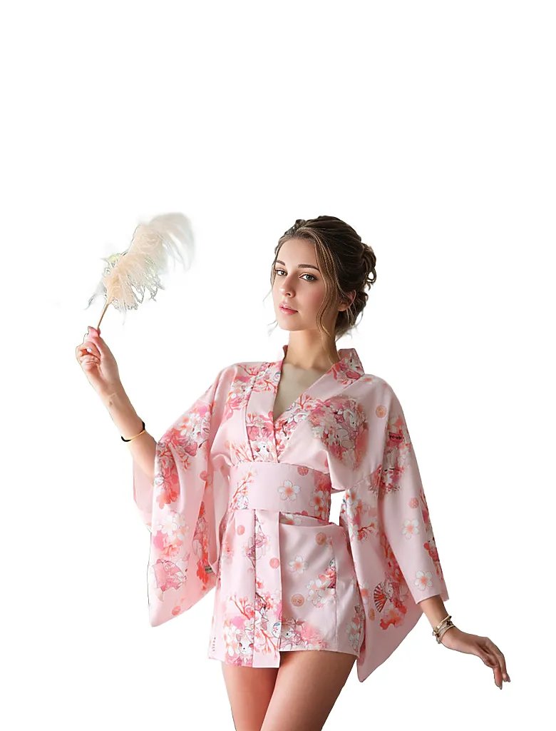 Sexy Japanese Printed Kimono LingerieSexy Japanese Printed Kimono Lingerie