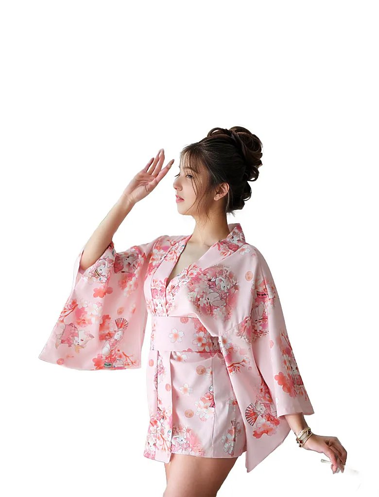 Sexy Japanese Printed Kimono LingerieSexy Japanese Printed Kimono Lingerie
