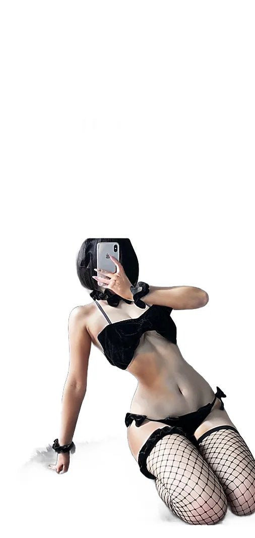 Night As Dream: Gold Velvet Bow Tube Top Bunny Girl SuitGold Velvet Bow Tube Top Bunny Girl Suit