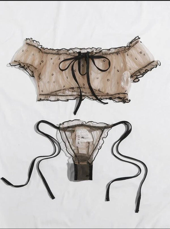 Erotic Lace Babydoll Lingerie Set - Bra, Thong, and PantiesErotic Lace Babydoll Lingerie Set - Bra, Thong,