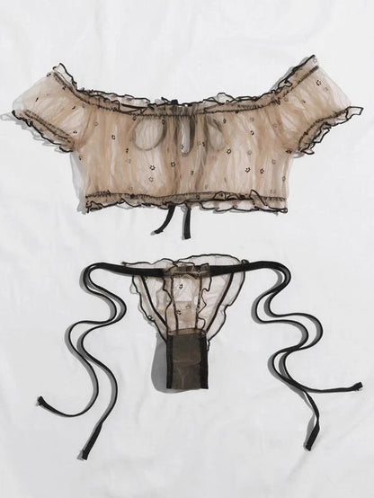 Erotic Lace Babydoll Lingerie Set - Bra, Thong, and PantiesErotic Lace Babydoll Lingerie Set - Bra, Thong,