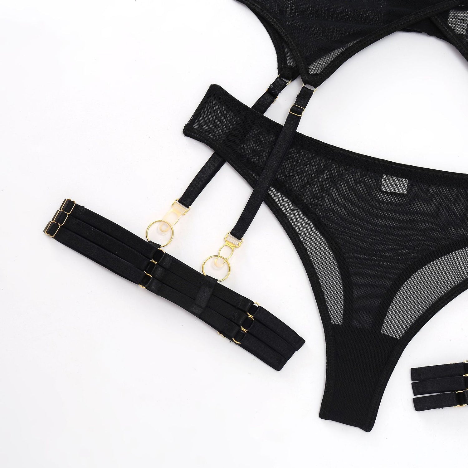 Three-Piece Sexy Lingerie Set with Garter Belt-Piece Sexy Lingerie Set