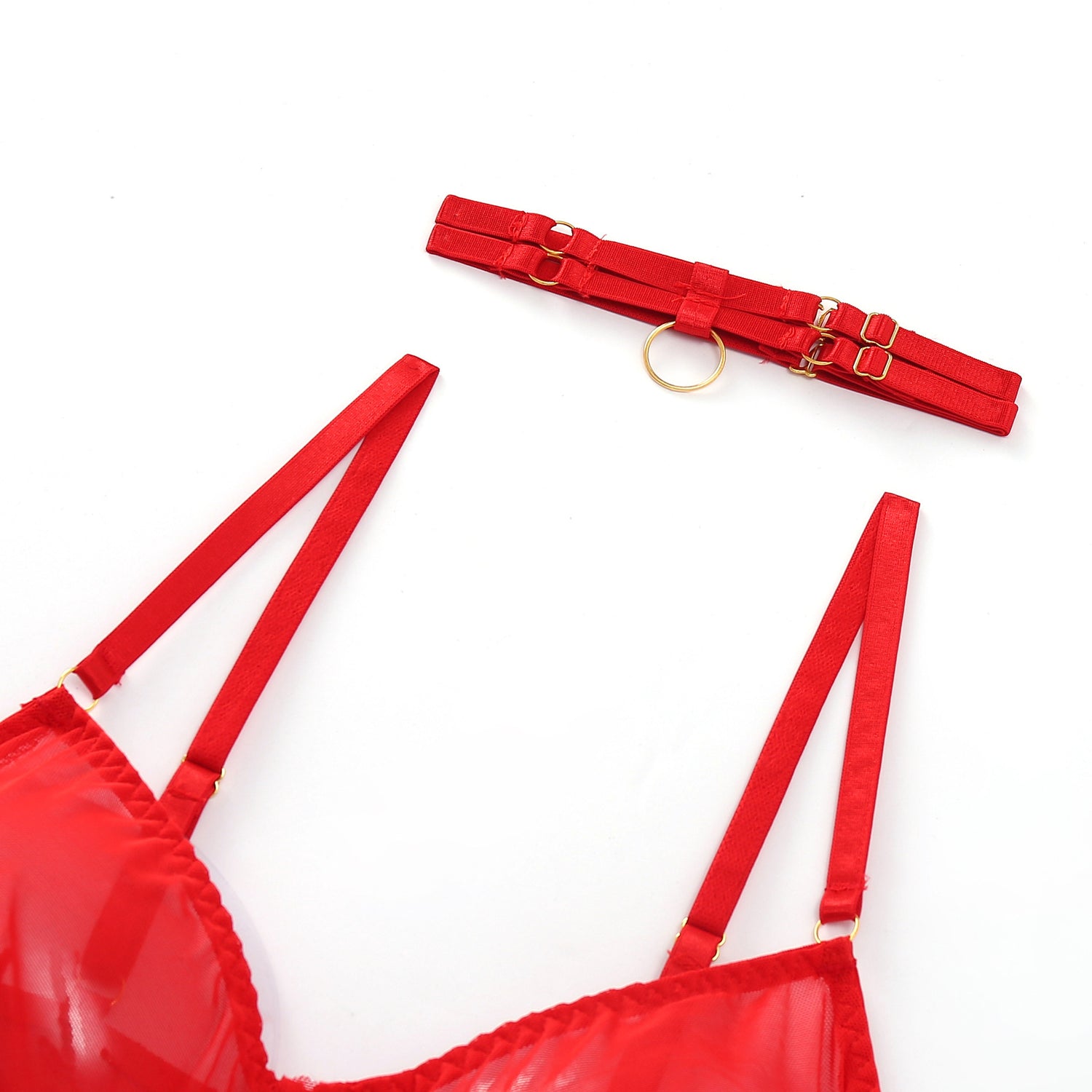 Three-Piece Sexy Lingerie Set with Garter Belt-Piece Sexy Lingerie Set