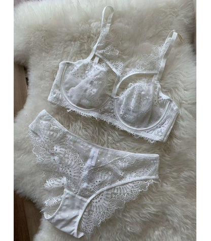 Ultra-Thin Sexy Lingerie Set - Lace Embroidery Hollow BraUltra-Thin Sexy Lingerie Set - Lace Embroidery Hollow Bra