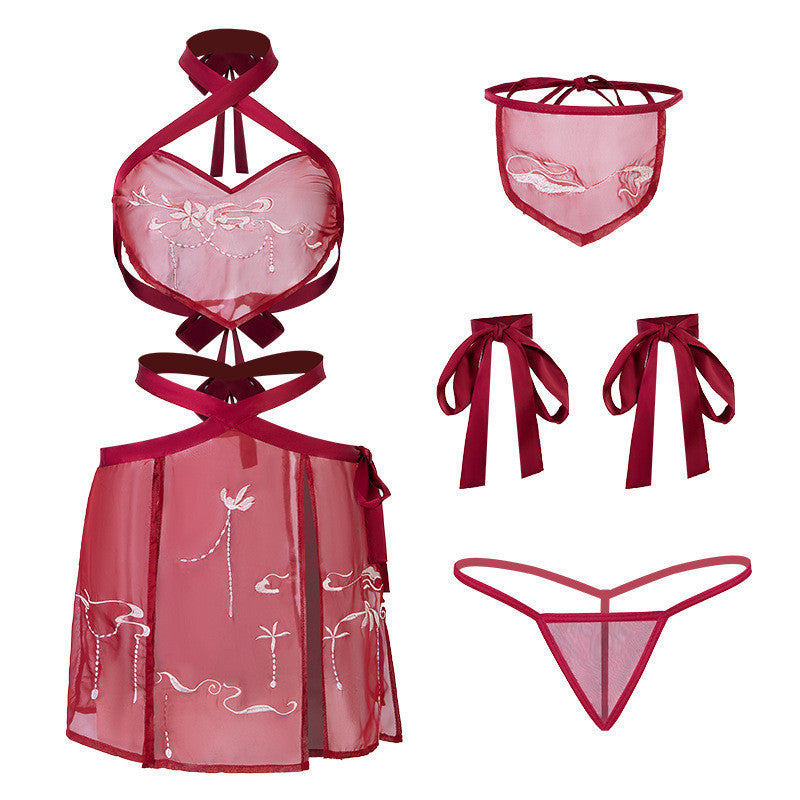 Chinese Ancient Style See-Through Halter Hanfu Apron Lingerie SetHalter Hanfu Apron Lingerie Set