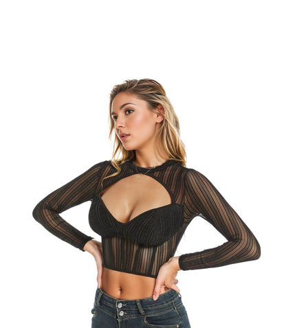 Silver Line Low-Cut Long-Sleeved TopSilver Line Low-Cut Long-Sleeved Top
