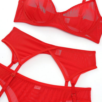 Three-Piece Sexy Lingerie Set with Garter Belt-Piece Sexy Lingerie Set