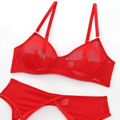 Three-Piece Sexy Lingerie Set with Garter Belt-Piece Sexy Lingerie Set