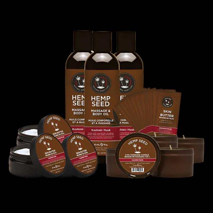Earthly Body Hemp Seed New Fragrance Prepack in Kashmir Musk Includes
