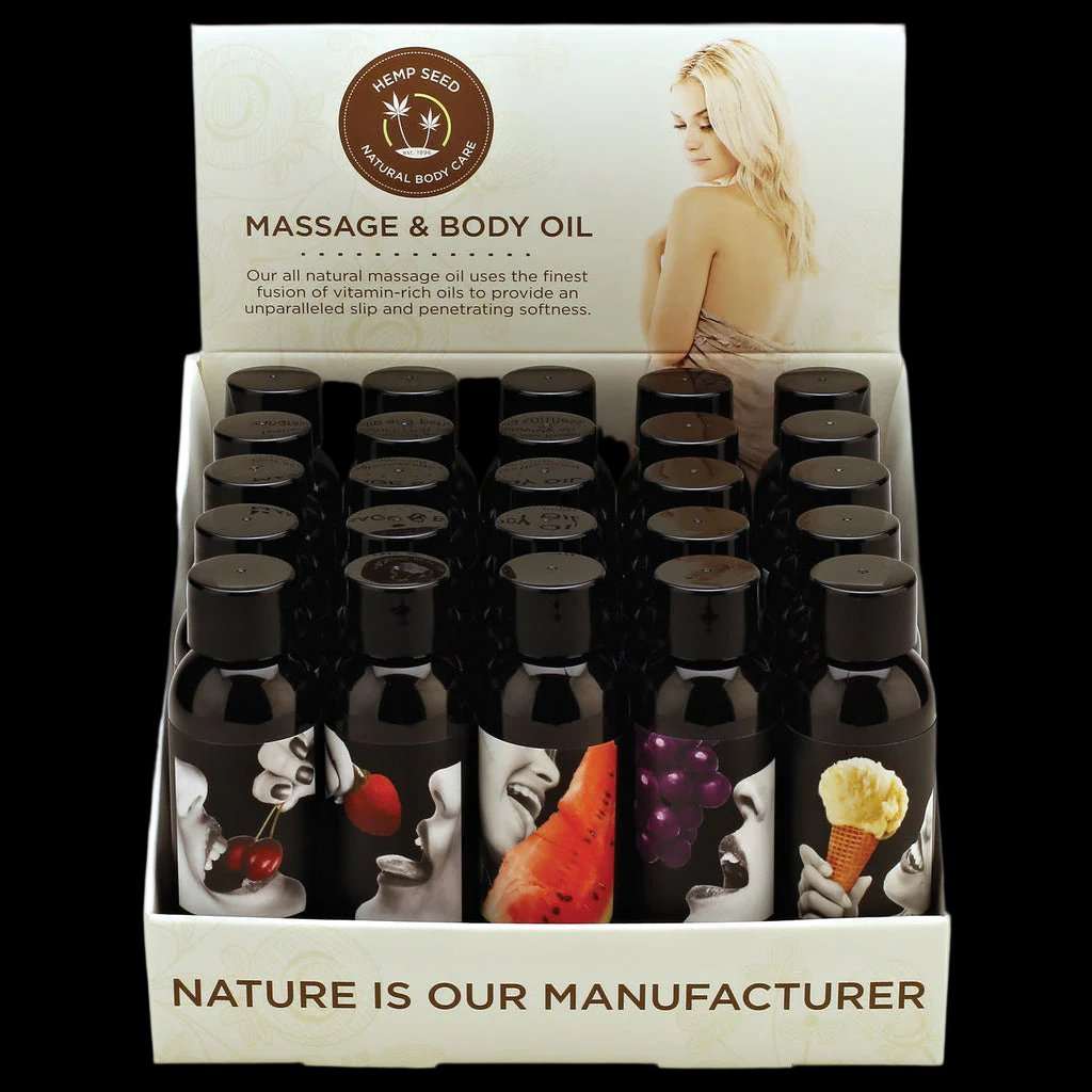 Earthly Body Edible Massage Oil Pre-Pack Display 25pc Natural Skin Oil