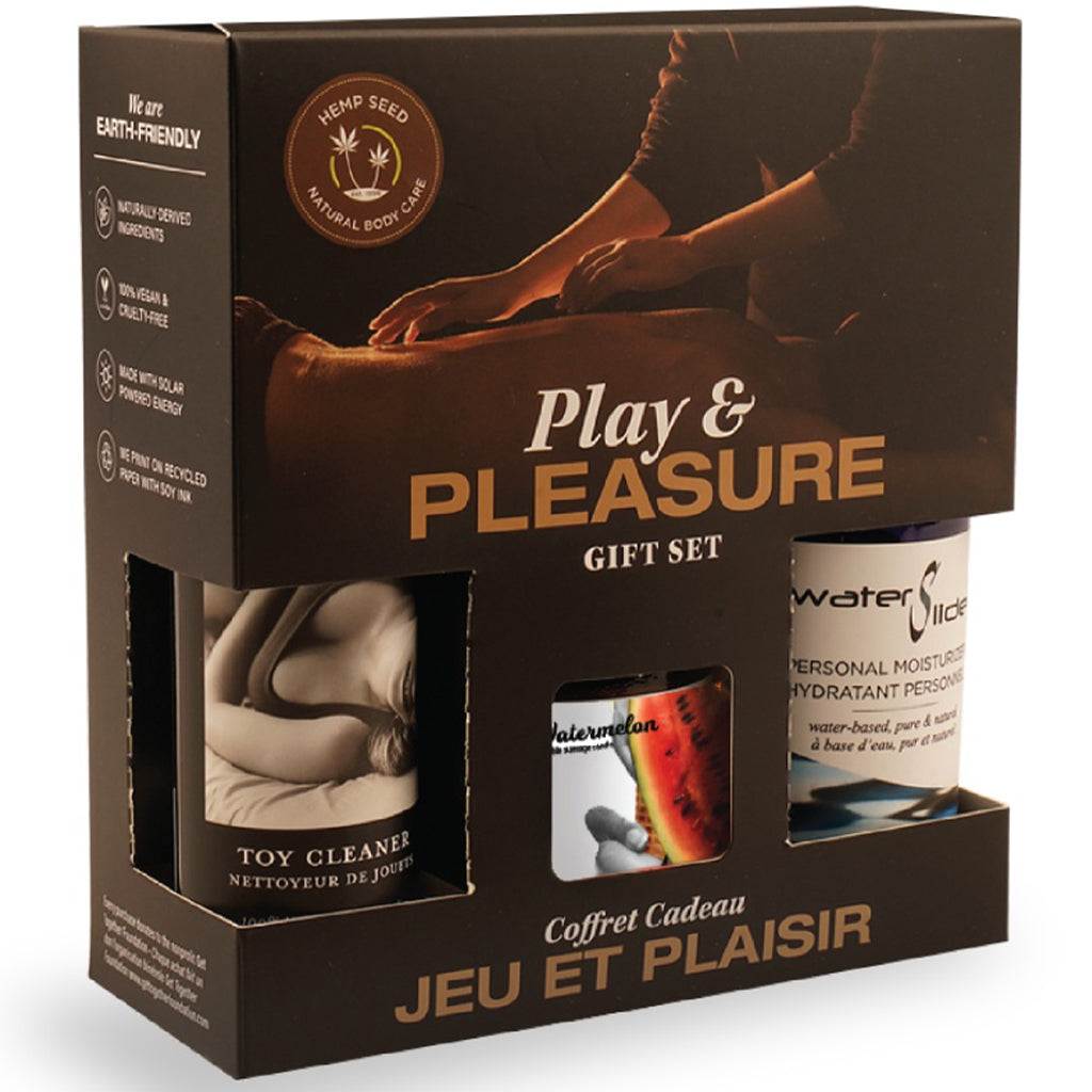 Earthly Body Play &amp; Pleasure Set: Personal Moisturizer + Toy Cleaner +Personal Moisturizer + Toy Cleaner + Edible Massage Candle