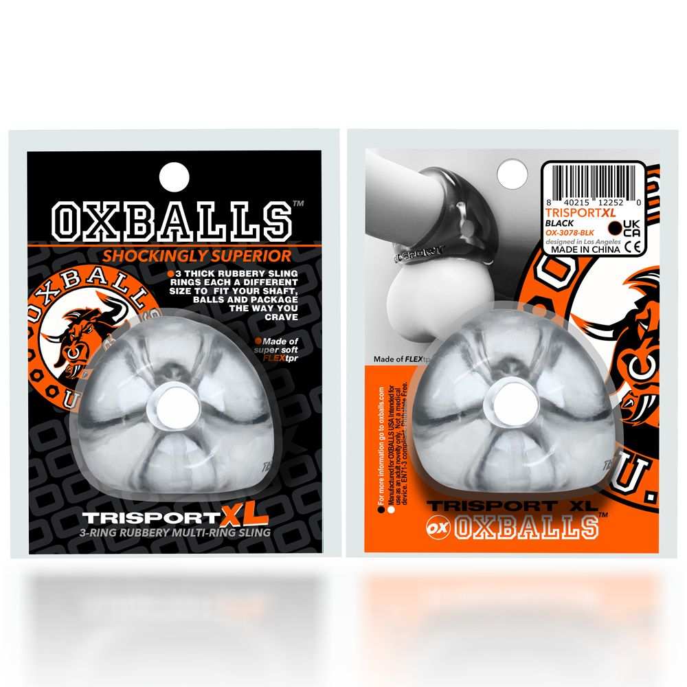 Oxballs TRI-SPORT XL Thicker 3-Ring Cocksling CLEAR Oxballs Extra Soft