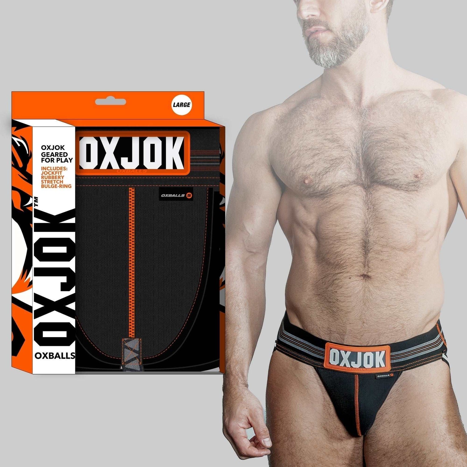 OXBALLS SLINGJOCK Upthrust Slider-Strap Jock - BLACK IRON Jockstrap