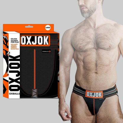 OXBALLS SLINGJOCK Upthrust Slider-Strap Jock - BLACK IRON Jockstrap