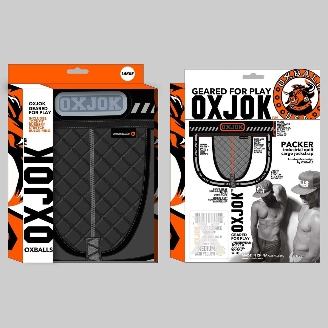 OXBALLS PACKER Industrial Quilted Cargo Strapjock - BLACK PUFFOXBALLS PACKER Industrial Quilted Cargo Strapjock - BLACK PUFF