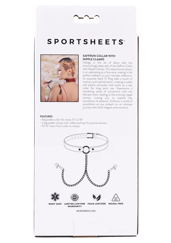Sportsheets Saffron Collar with Nipple ClampsSportsheets Saffron Collar