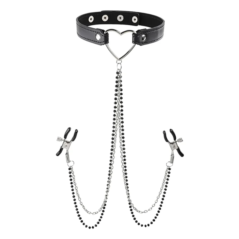 Sex &amp; Mischief Amor Collar with Nipple JewelrySex &amp; Mischief Amor Collar